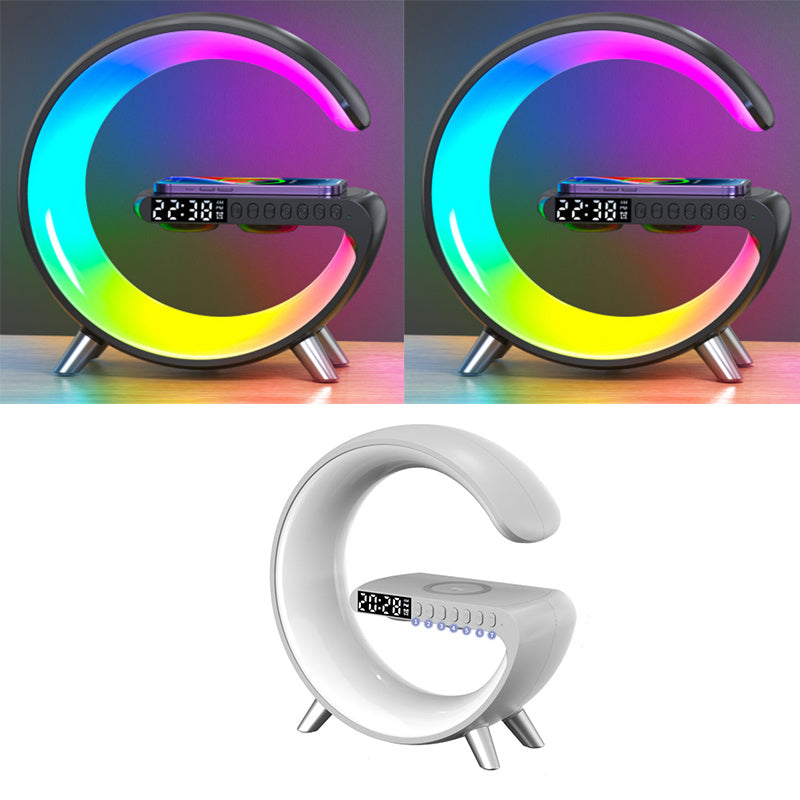 Intelligent G Shaped LED Lamp Bluetooth Speaker Wireless Charger Atmosphere Lamp App Control